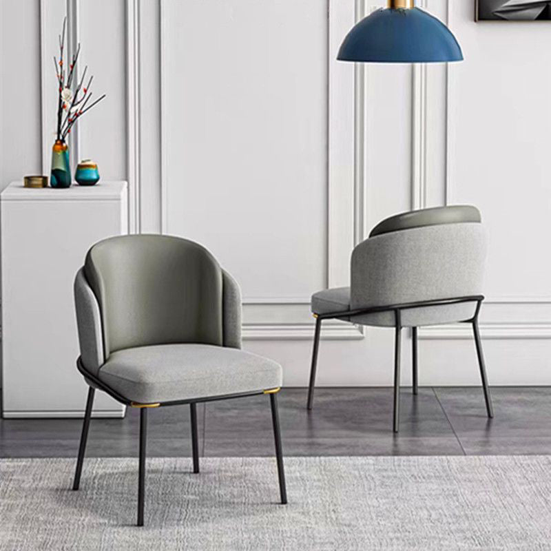 Contemporary Metal Dining Chair Upholstered Armless Chair for Home Use Clearhalo 'Dining Chairs' 'Dining Tables & Seating' 'dining_chair' 'furn' 'furn_dining_chair' 'Furniture' 'furniture_dining_chair' 'Kitchen & Dining Furniture' 4891087