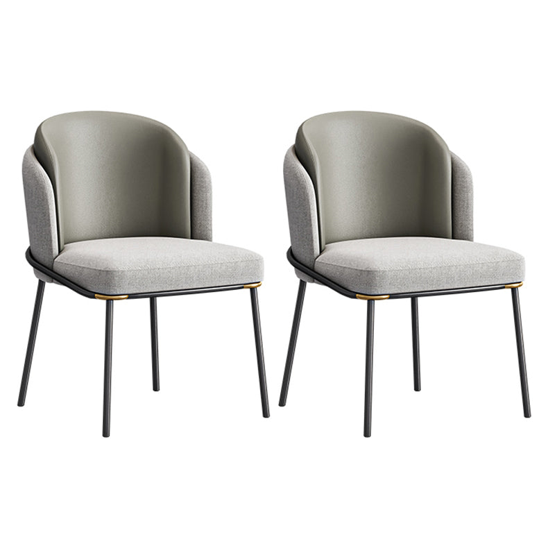 Contemporary Metal Dining Chair Upholstered Armless Chair for Home Use Grey 2 Piece Set Clearhalo 'Dining Chairs' 'Dining Tables & Seating' 'dining_chair' 'furn' 'furn_dining_chair' 'Furniture' 'furniture_dining_chair' 'Kitchen & Dining Furniture' 4891089