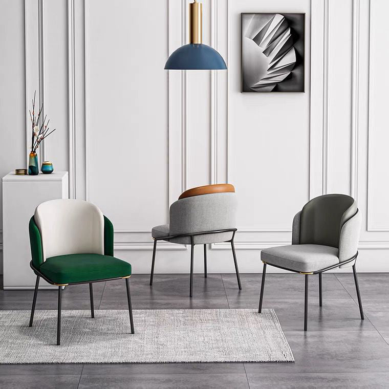 Contemporary Metal Dining Chair Upholstered Armless Chair for Home Use Clearhalo 'Dining Chairs' 'Dining Tables & Seating' 'dining_chair' 'furn' 'furn_dining_chair' 'Furniture' 'furniture_dining_chair' 'Kitchen & Dining Furniture' 4891090