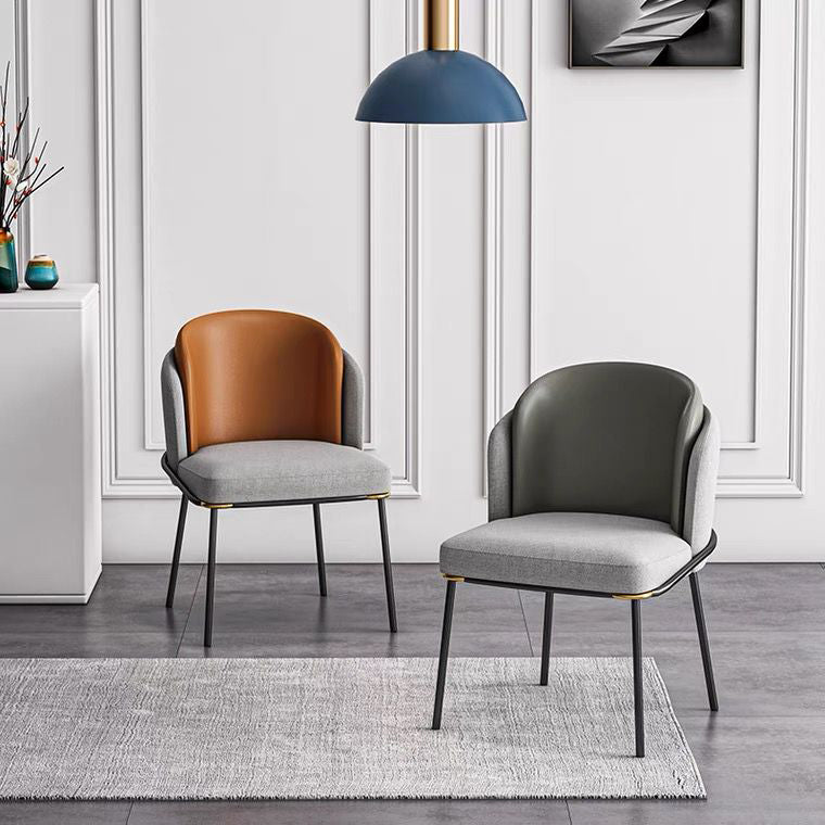 Contemporary Metal Dining Chair Upholstered Armless Chair for Home Use Clearhalo 'Dining Chairs' 'Dining Tables & Seating' 'dining_chair' 'furn' 'furn_dining_chair' 'Furniture' 'furniture_dining_chair' 'Kitchen & Dining Furniture' 4891091