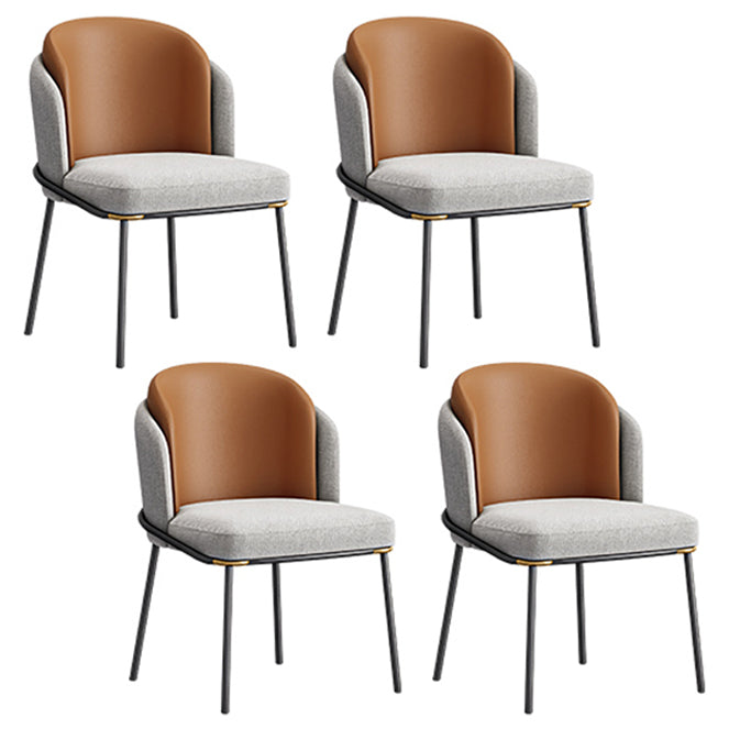 Contemporary Metal Dining Chair Upholstered Armless Chair for Home Use Orange 4 Piece Set Clearhalo 'Dining Chairs' 'Dining Tables & Seating' 'dining_chair' 'furn' 'furn_dining_chair' 'Furniture' 'furniture_dining_chair' 'Kitchen & Dining Furniture' 4891098