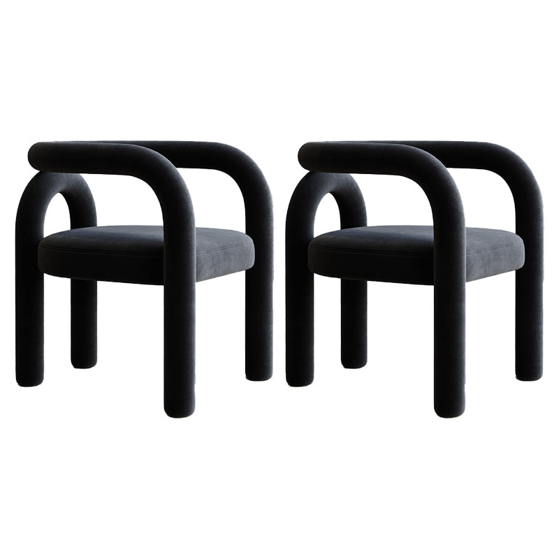 Modern Upholstered Side Chairs for Home Open Back Dining Side Chair Black 2 Piece Set Clearhalo 'Dining Chairs' 'Dining Tables & Seating' 'dining_chair' 'furn' 'furn_dining_chair' 'Furniture' 'furniture_dining_chair' 'Kitchen & Dining Furniture' 4891107