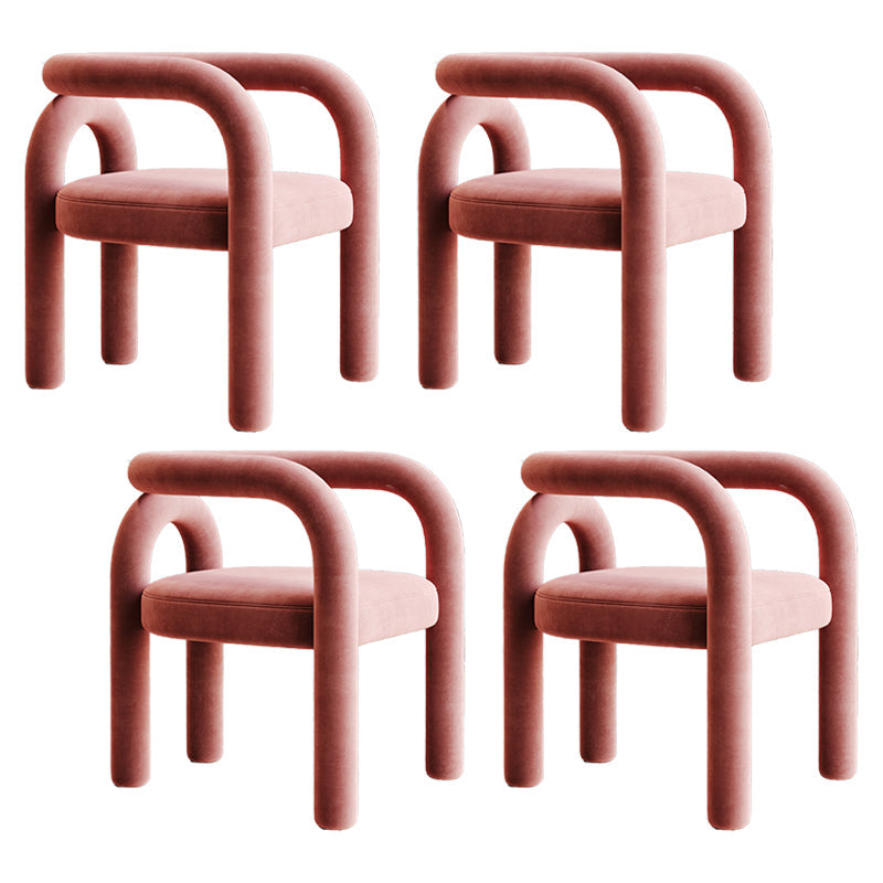 Modern Upholstered Side Chairs for Home Open Back Dining Side Chair Pink 4 Piece Set Clearhalo 'Dining Chairs' 'Dining Tables & Seating' 'dining_chair' 'furn' 'furn_dining_chair' 'Furniture' 'furniture_dining_chair' 'Kitchen & Dining Furniture' 4891120