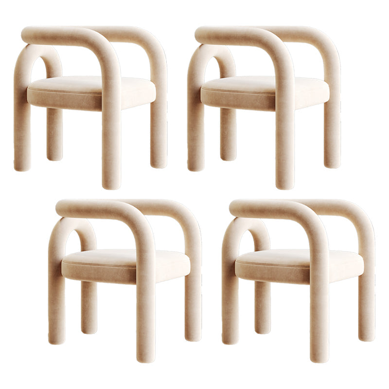 Modern Upholstered Side Chairs for Home Open Back Dining Side Chair Off-White 4 Piece Set Clearhalo 'Dining Chairs' 'Dining Tables & Seating' 'dining_chair' 'furn' 'furn_dining_chair' 'Furniture' 'furniture_dining_chair' 'Kitchen & Dining Furniture' 4891129