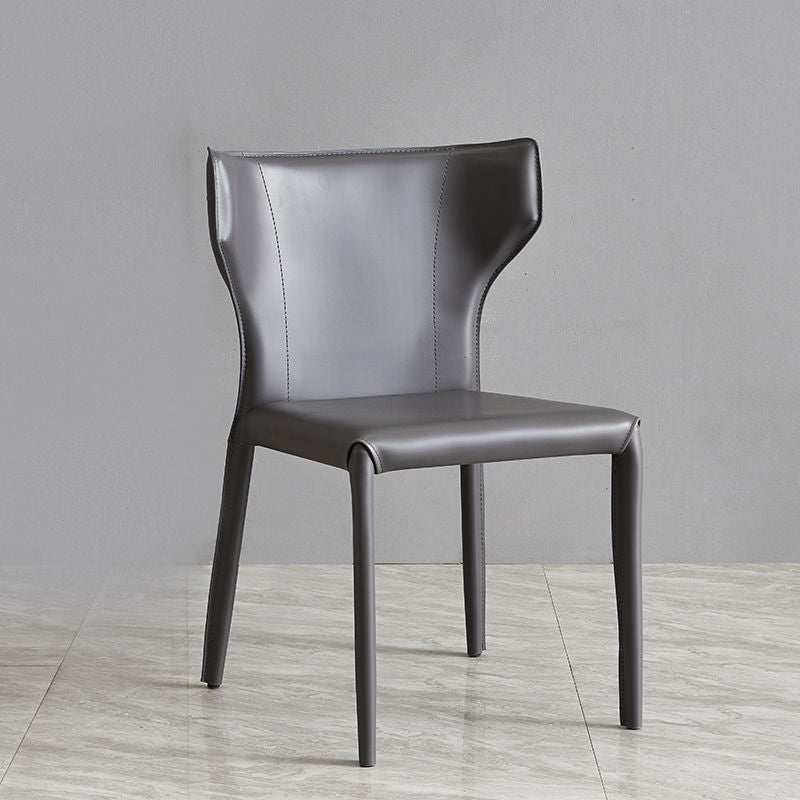 Contemporary Metal Dining Chair Armless Wingback Side Chair for Home Use Dark Gray 1 Piece Clearhalo 'Dining Chairs' 'Dining Tables & Seating' 'dining_chair' 'furn' 'furn_dining_chair' 'Furniture' 'furniture_dining_chair' 'Kitchen & Dining Furniture' 4891132