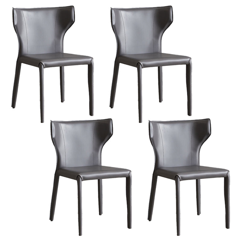 Contemporary Metal Dining Chair Armless Wingback Side Chair for Home Use Dark Gray 4 Piece Set Clearhalo 'Dining Chairs' 'Dining Tables & Seating' 'dining_chair' 'furn' 'furn_dining_chair' 'Furniture' 'furniture_dining_chair' 'Kitchen & Dining Furniture' 4891135