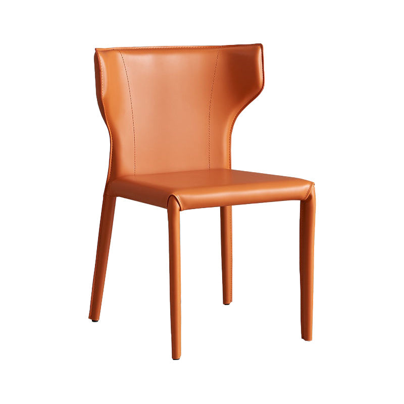 Contemporary Metal Dining Chair Armless Wingback Side Chair for Home Use Orange 1 Piece Clearhalo 'Dining Chairs' 'Dining Tables & Seating' 'dining_chair' 'furn' 'furn_dining_chair' 'Furniture' 'furniture_dining_chair' 'Kitchen & Dining Furniture' 4891138