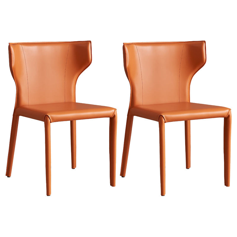 Contemporary Metal Dining Chair Armless Wingback Side Chair for Home Use Orange 2 Piece Set Clearhalo 'Dining Chairs' 'Dining Tables & Seating' 'dining_chair' 'furn' 'furn_dining_chair' 'Furniture' 'furniture_dining_chair' 'Kitchen & Dining Furniture' 4891139