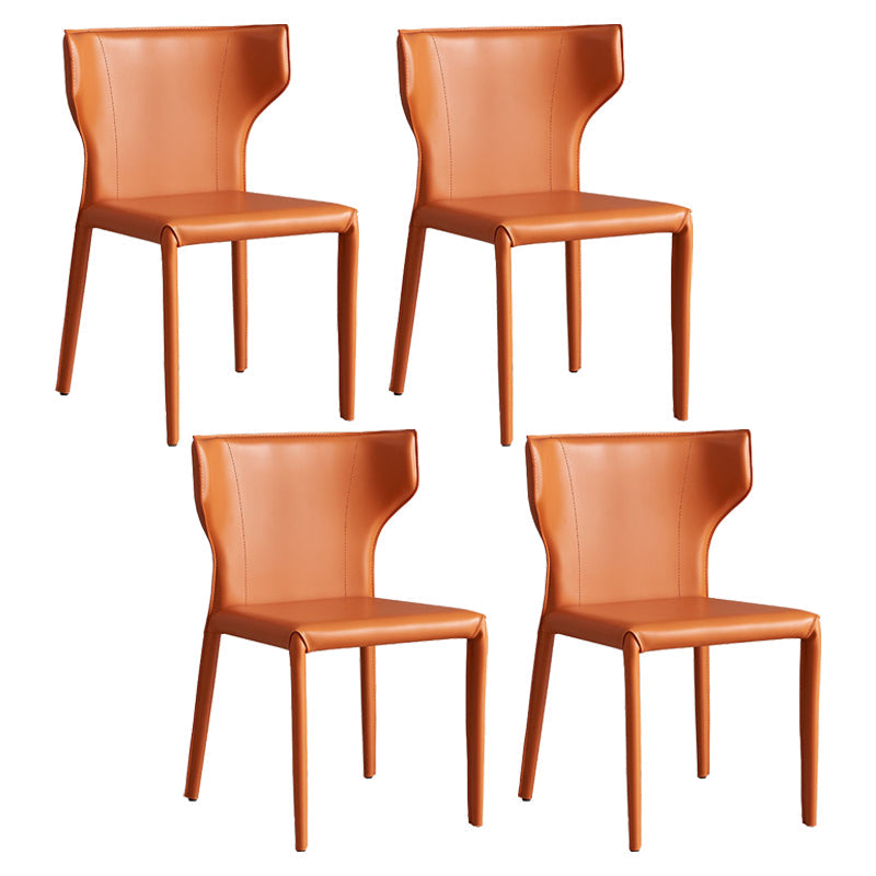 Contemporary Metal Dining Chair Armless Wingback Side Chair for Home Use Orange 4 Piece Set Clearhalo 'Dining Chairs' 'Dining Tables & Seating' 'dining_chair' 'furn' 'furn_dining_chair' 'Furniture' 'furniture_dining_chair' 'Kitchen & Dining Furniture' 4891141