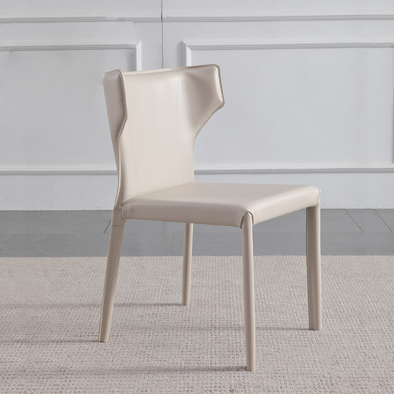 Contemporary Metal Dining Chair Armless Wingback Side Chair for Home Use Off-White 1 Piece Clearhalo 'Dining Chairs' 'Dining Tables & Seating' 'dining_chair' 'furn' 'furn_dining_chair' 'Furniture' 'furniture_dining_chair' 'Kitchen & Dining Furniture' 4891143