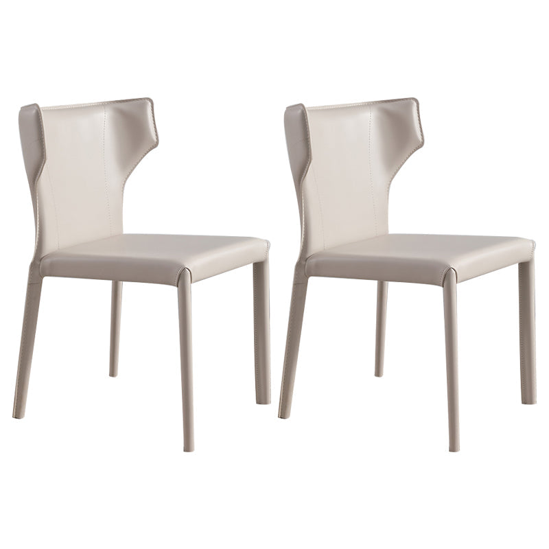 Contemporary Metal Dining Chair Armless Wingback Side Chair for Home Use Off-White 2 Piece Set Clearhalo 'Dining Chairs' 'Dining Tables & Seating' 'dining_chair' 'furn' 'furn_dining_chair' 'Furniture' 'furniture_dining_chair' 'Kitchen & Dining Furniture' 4891145