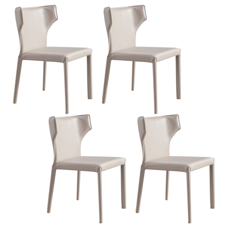 Contemporary Metal Dining Chair Armless Wingback Side Chair for Home Use Off-White 4 Piece Set Clearhalo 'Dining Chairs' 'Dining Tables & Seating' 'dining_chair' 'furn' 'furn_dining_chair' 'Furniture' 'furniture_dining_chair' 'Kitchen & Dining Furniture' 4891147