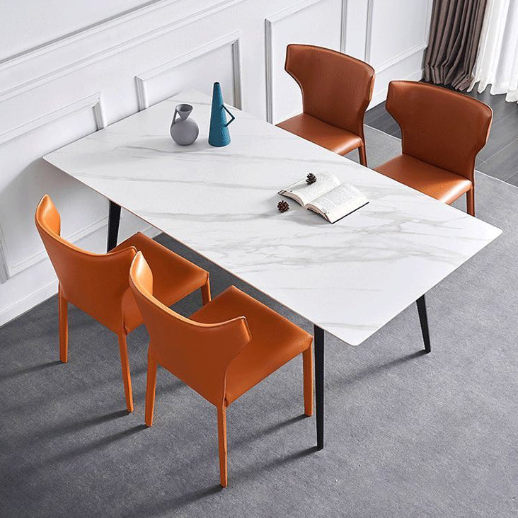 Contemporary Metal Dining Chair Armless Wingback Side Chair for Home Use Clearhalo 'Dining Chairs' 'Dining Tables & Seating' 'dining_chair' 'furn' 'furn_dining_chair' 'Furniture' 'furniture_dining_chair' 'Kitchen & Dining Furniture' 4891151