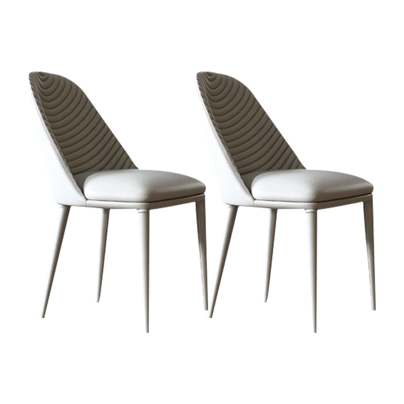 Modern Chairs Dining Armless Chairs for Kitchen with Metal Legs Cream Gray 2 Piece Set Clearhalo 'Dining Chairs' 'Dining Tables & Seating' 'dining_chair' 'furn' 'furn_dining_chair' 'Furniture' 'furniture_dining_chair' 'Kitchen & Dining Furniture' 4891155