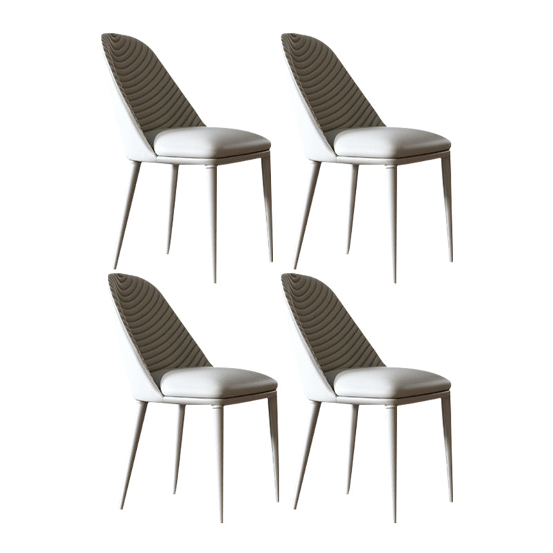 Modern Chairs Dining Armless Chairs for Kitchen with Metal Legs Cream Gray 4 Piece Set Clearhalo 'Dining Chairs' 'Dining Tables & Seating' 'dining_chair' 'furn' 'furn_dining_chair' 'Furniture' 'furniture_dining_chair' 'Kitchen & Dining Furniture' 4891156