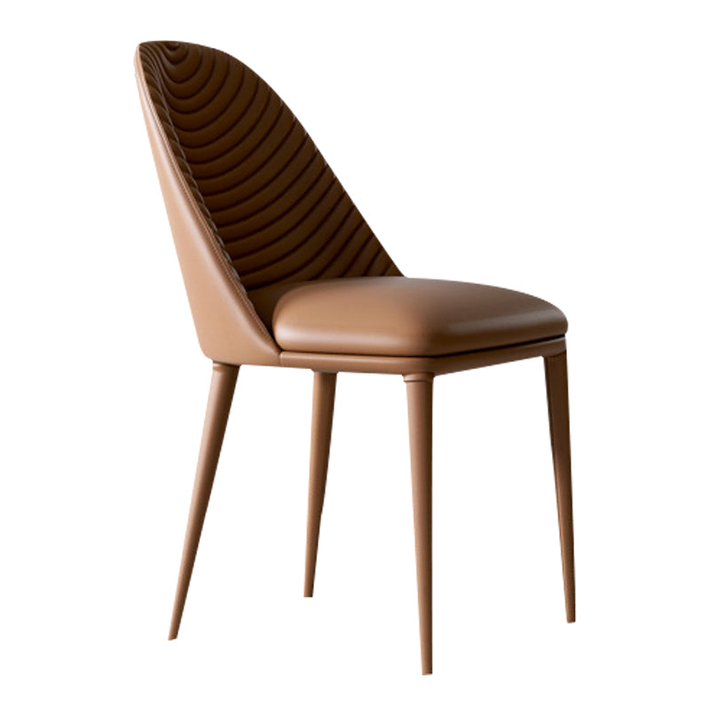 Modern Chairs Dining Armless Chairs for Kitchen with Metal Legs Dark Brown 1 Piece Clearhalo 'Dining Chairs' 'Dining Tables & Seating' 'dining_chair' 'furn' 'furn_dining_chair' 'Furniture' 'furniture_dining_chair' 'Kitchen & Dining Furniture' 4891158