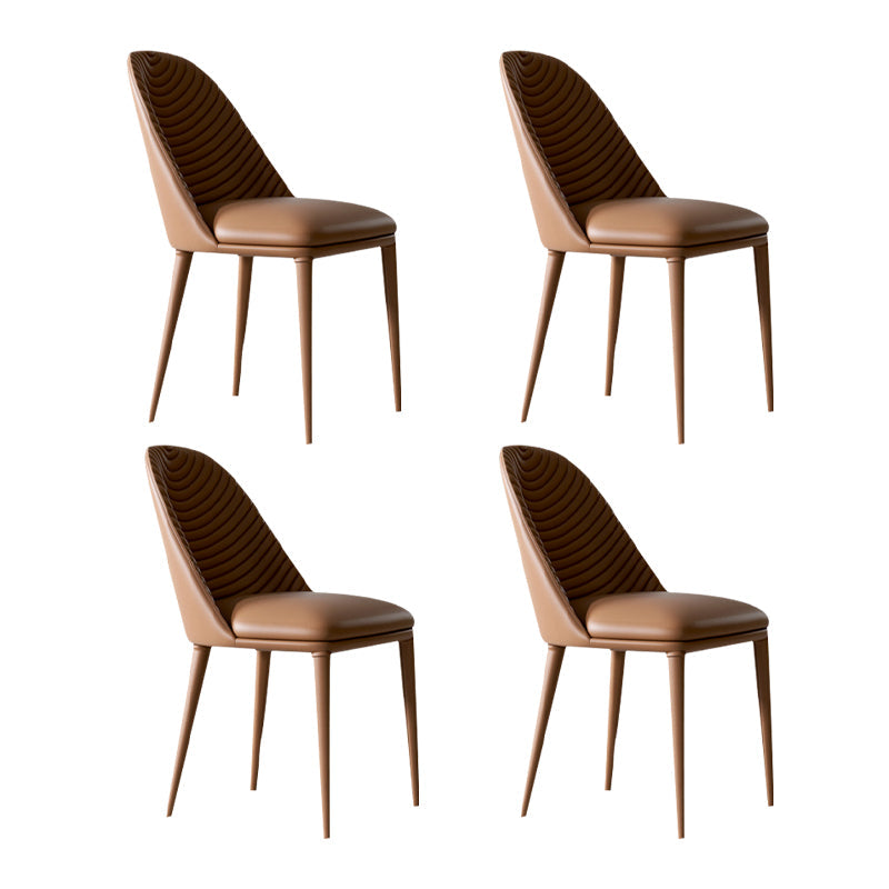 Modern Chairs Dining Armless Chairs for Kitchen with Metal Legs Dark Brown 4 Piece Set Clearhalo 'Dining Chairs' 'Dining Tables & Seating' 'dining_chair' 'furn' 'furn_dining_chair' 'Furniture' 'furniture_dining_chair' 'Kitchen & Dining Furniture' 4891162