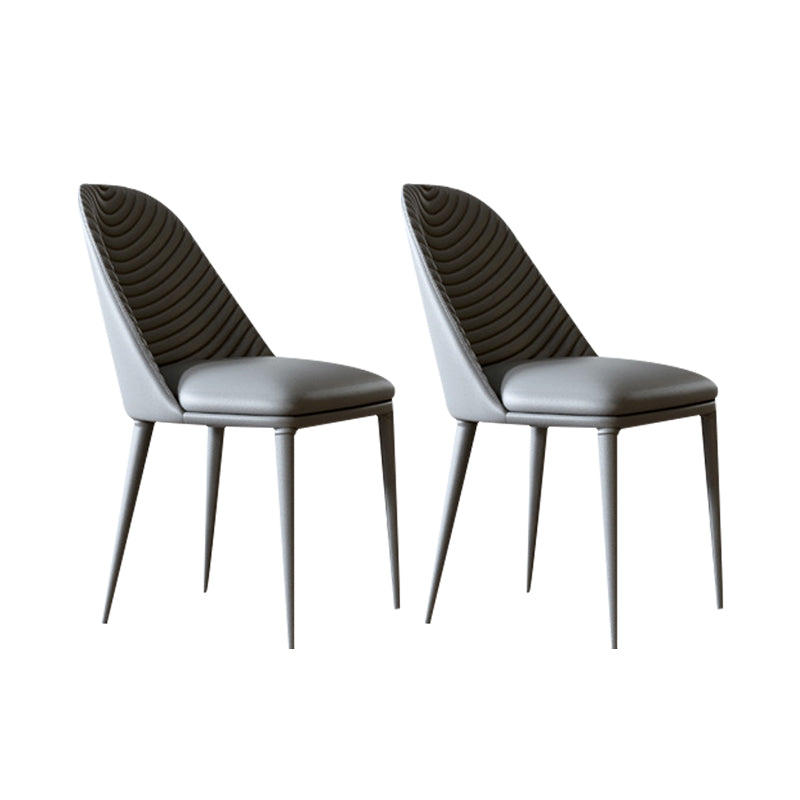 Modern Chairs Dining Armless Chairs for Kitchen with Metal Legs Dark Gray 2 Piece Set Clearhalo 'Dining Chairs' 'Dining Tables & Seating' 'dining_chair' 'furn' 'furn_dining_chair' 'Furniture' 'furniture_dining_chair' 'Kitchen & Dining Furniture' 4891166