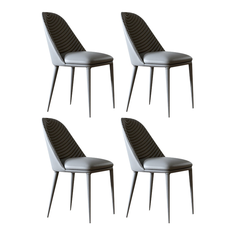 Modern Chairs Dining Armless Chairs for Kitchen with Metal Legs Dark Gray 4 Piece Set Clearhalo 'Dining Chairs' 'Dining Tables & Seating' 'dining_chair' 'furn' 'furn_dining_chair' 'Furniture' 'furniture_dining_chair' 'Kitchen & Dining Furniture' 4891168