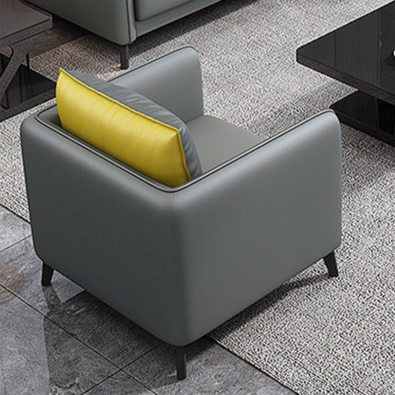 Standard Square Arm Leather Stain Resistant Sofa Couch with Pillows 26"L x 28"W x 25"H Gray-Yellow Clearhalo 'furn' 'furn_sofas' 'Furniture' 'furniture_sofas' 'Living Room Furniture' 'Sofa' 'sofas' 4895678