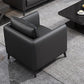 Standard Square Arm Leather Stain Resistant Sofa Couch with Pillows 26"L x 28"W x 25"H Black Sponge Clearhalo 'furn' 'furn_sofas' 'Furniture' 'furniture_sofas' 'Living Room Furniture' 'Sofa' 'sofas' 4895692