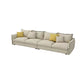 Contemporary Living Room Square Arm Sofa Beige Pillow Back Settee 114"L x 37"W x 28"H Velvet Clearhalo 'furn' 'furn_sofas' 'Furniture' 'furniture_sofas' 'Living Room Furniture' 'Sofa' 'sofas' 4895699