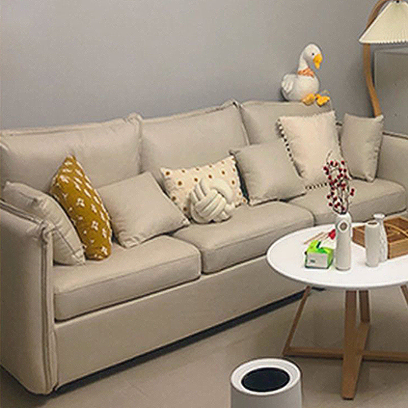 Contemporary Living Room Square Arm Sofa Beige Pillow Back Settee Clearhalo 'furn' 'furn_sofas' 'Furniture' 'furniture_sofas' 'Living Room Furniture' 'Sofa' 'sofas' 4895702