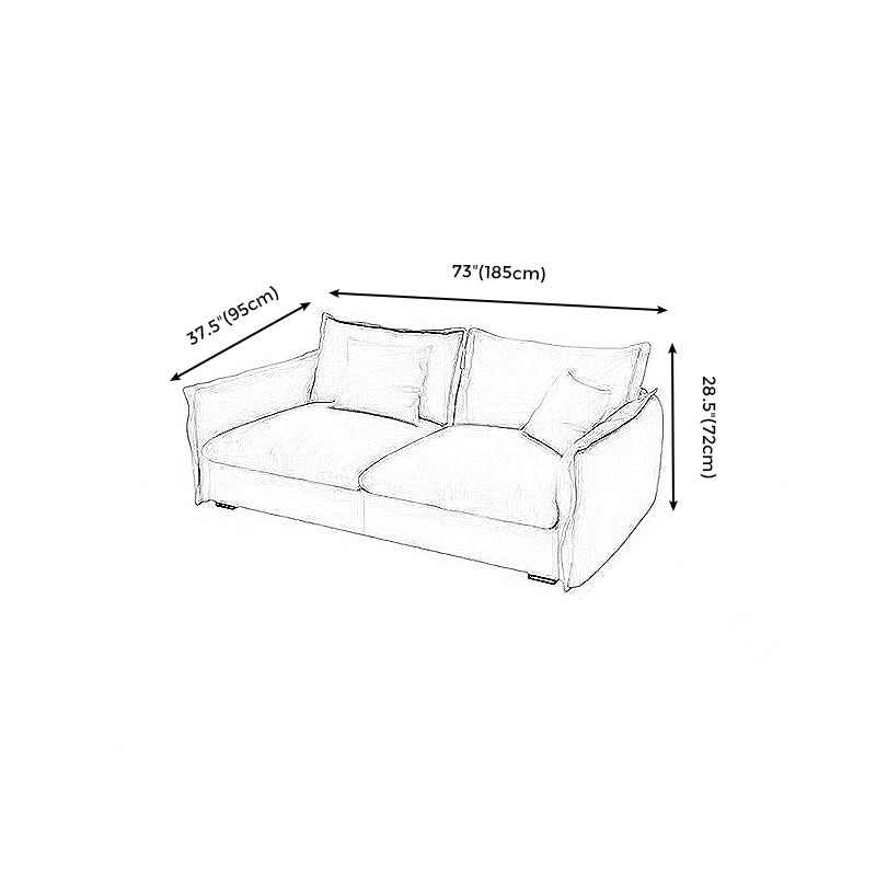 Contemporary Living Room Square Arm Sofa Beige Pillow Back Settee Clearhalo 'furn' 'furn_sofas' 'Furniture' 'furniture_sofas' 'Living Room Furniture' 'Sofa' 'sofas' 4895704