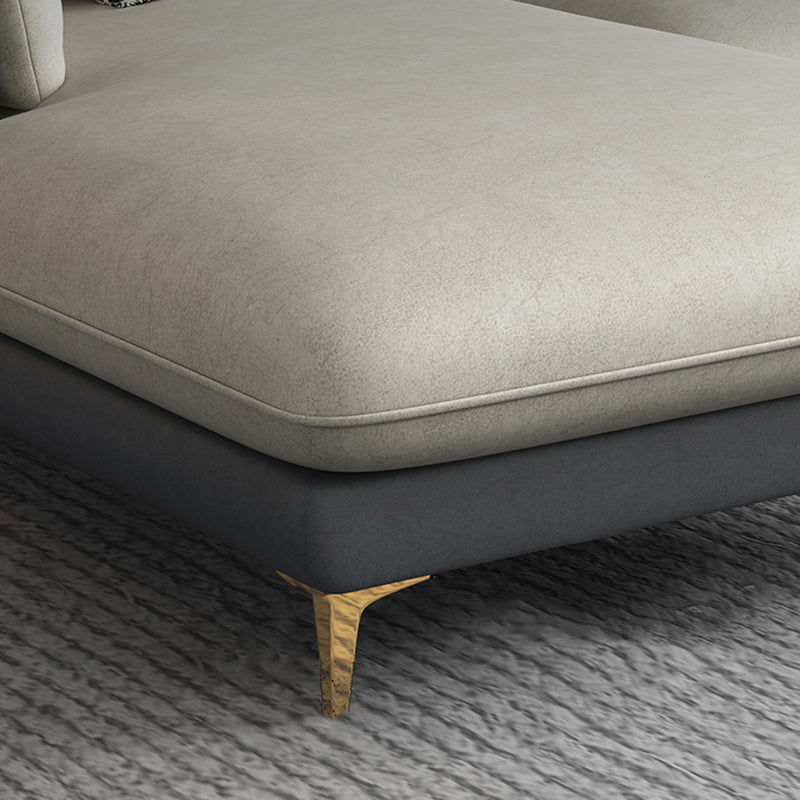 Contemporary Living Room Faux Leather Sofa Pillow Back Couch with Brass Legs Clearhalo 'furn' 'furn_sofas' 'Furniture' 'furniture_sofas' 'Living Room Furniture' 'Sofa' 'sofas' 4895713