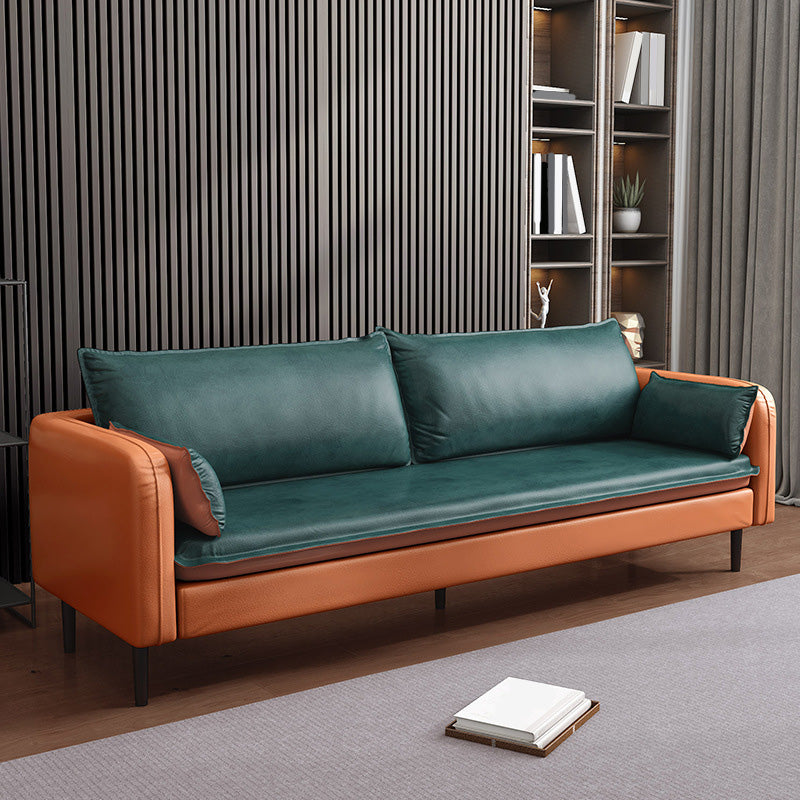 Contemporary Standard Sofa Couch Square Arm Sofa Set with Pillows Orange Green 55"L x 31"W x 31"H Clearhalo 'Furniture' 'furniture_sofas' 'Living Room Furniture' 'Sofa' 'sofas' 4895723