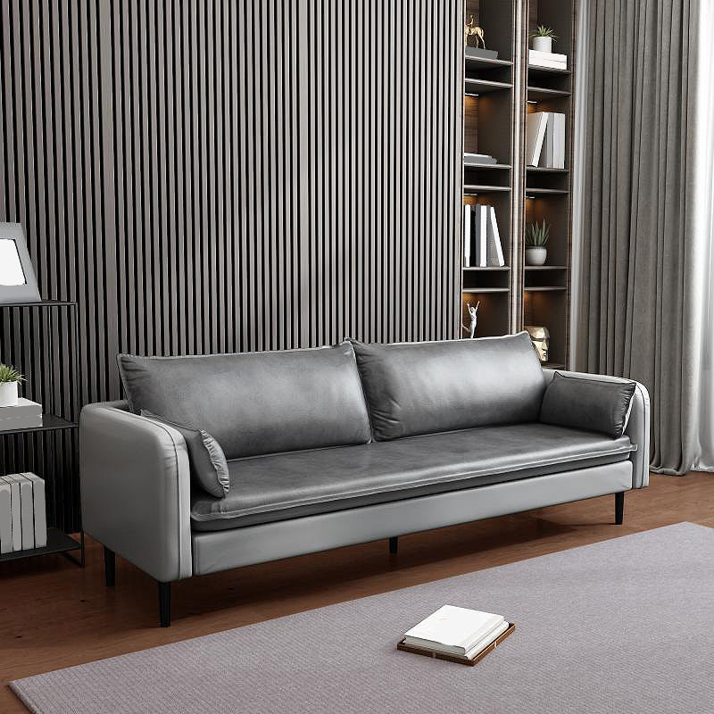 Contemporary Standard Sofa Couch Square Arm Sofa Set with Pillows Dark Grey Light Grey Clearhalo 'Furniture' 'furniture_sofas' 'Living Room Furniture' 'Sofa' 'sofas' 4895730
