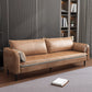 Contemporary Standard Sofa Couch Square Arm Sofa Set with Pillows White-Brown Clearhalo 'Furniture' 'furniture_sofas' 'Living Room Furniture' 'Sofa' 'sofas' 4895731
