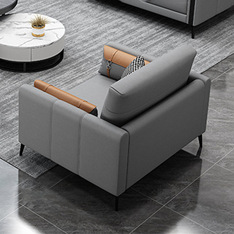 Stain Resistant Stationary Faux Leather Recessed Arm Standard Sofa 39"L x 35.5"W x 35.5"H Latex Clearhalo 'furn' 'furn_sofas' 'Furniture' 'furniture_sofas' 'Living Room Furniture' 'Sofa' 'sofas' 4895737