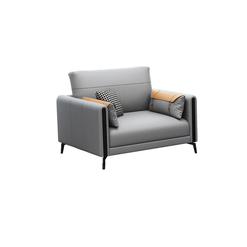 Stain Resistant Stationary Faux Leather Recessed Arm Standard Sofa 39"L x 35.5"W x 35.5"H Sponge Clearhalo 'furn' 'furn_sofas' 'Furniture' 'furniture_sofas' 'Living Room Furniture' 'Sofa' 'sofas' 4895739