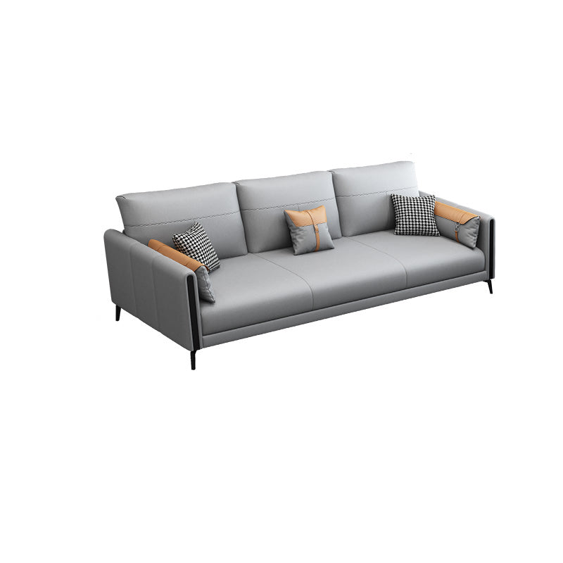Stain Resistant Stationary Faux Leather Recessed Arm Standard Sofa 83"L x 35.5"W x 35.5"H Sponge Clearhalo 'furn' 'furn_sofas' 'Furniture' 'furniture_sofas' 'Living Room Furniture' 'Sofa' 'sofas' 4895741