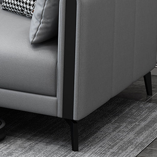 Stain Resistant Stationary Faux Leather Recessed Arm Standard Sofa Clearhalo 'furn' 'furn_sofas' 'Furniture' 'furniture_sofas' 'Living Room Furniture' 'Sofa' 'sofas' 4895745