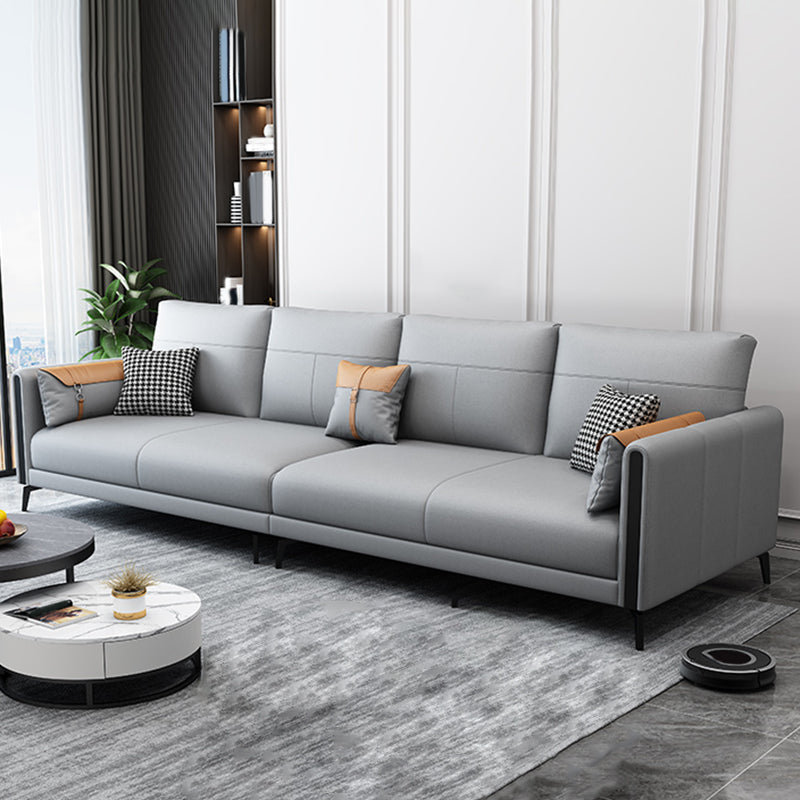 Stain Resistant Stationary Faux Leather Recessed Arm Standard Sofa 102"L x 35.5"W x 35.5"H Latex Clearhalo 'furn' 'furn_sofas' 'Furniture' 'furniture_sofas' 'Living Room Furniture' 'Sofa' 'sofas' 4895746