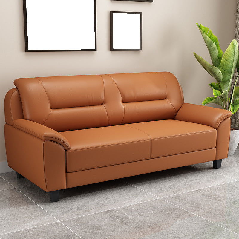 Standard Tight Back Sofa Set Faux Leather Pillow Top Arm Sofa Couch Light Brown Clearhalo 'Furniture' 'furniture_sofas' 'Living Room Furniture' 'Sofa' 'sofas' 4895751