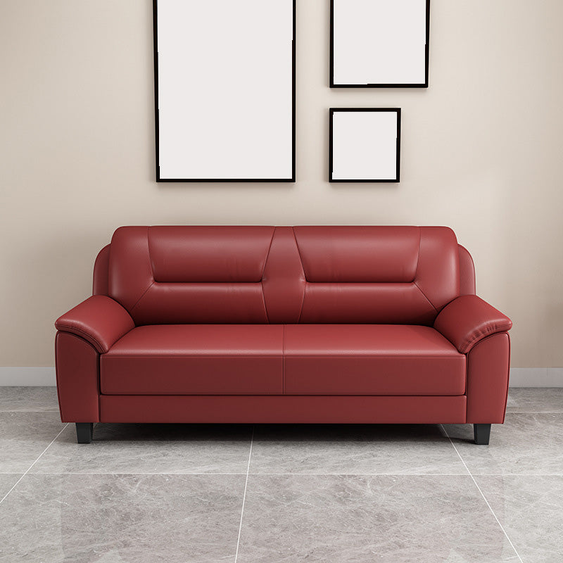 Standard Tight Back Sofa Set Faux Leather Pillow Top Arm Sofa Couch Burgundy Clearhalo 'Furniture' 'furniture_sofas' 'Living Room Furniture' 'Sofa' 'sofas' 4895763