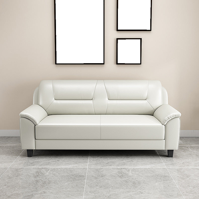 Standard Tight Back Sofa Set Faux Leather Pillow Top Arm Sofa Couch Off-White Clearhalo 'Furniture' 'furniture_sofas' 'Living Room Furniture' 'Sofa' 'sofas' 4895765