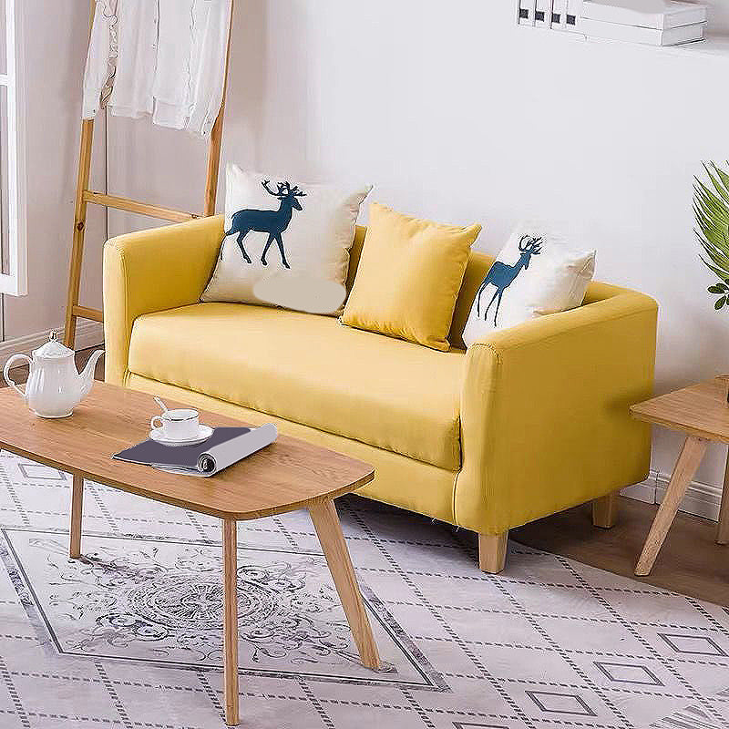 Linen Standard Square Arm Sofa Couch Contemporary Tight Back Settee