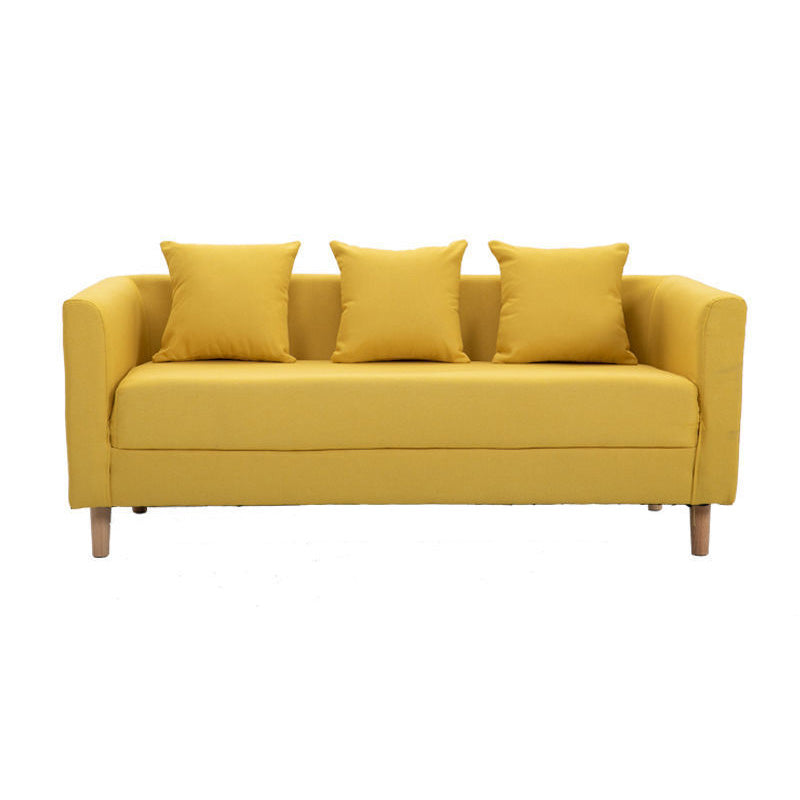 Linen Standard Square Arm Sofa Couch Contemporary Tight Back Sofa Set Yellow Sponge Without Slipcover Clearhalo 'Furniture' 'furniture_sofas' 'Living Room Furniture' 'Sofa' 'sofas' 4895771
