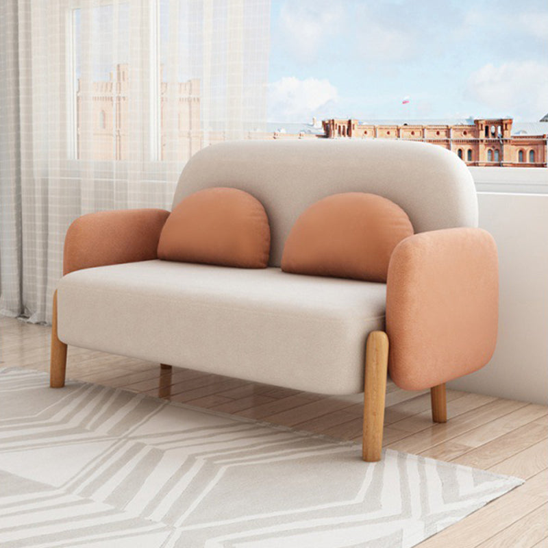 Scandinavian Loveseat with 2 Pillows and Square Arm for Apartment 43"L x 27"W x 31.5"H Nude Pink Clearhalo 'furn' 'furn_sofas' 'Furniture' 'furniture_sofas' 'Living Room Furniture' 'Sofa' 'sofas' 4895834