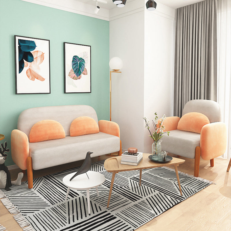 Scandinavian Loveseat with 2 Pillows and Square Arm for Apartment Clearhalo 'furn' 'furn_sofas' 'Furniture' 'furniture_sofas' 'Living Room Furniture' 'Sofa' 'sofas' 4895836