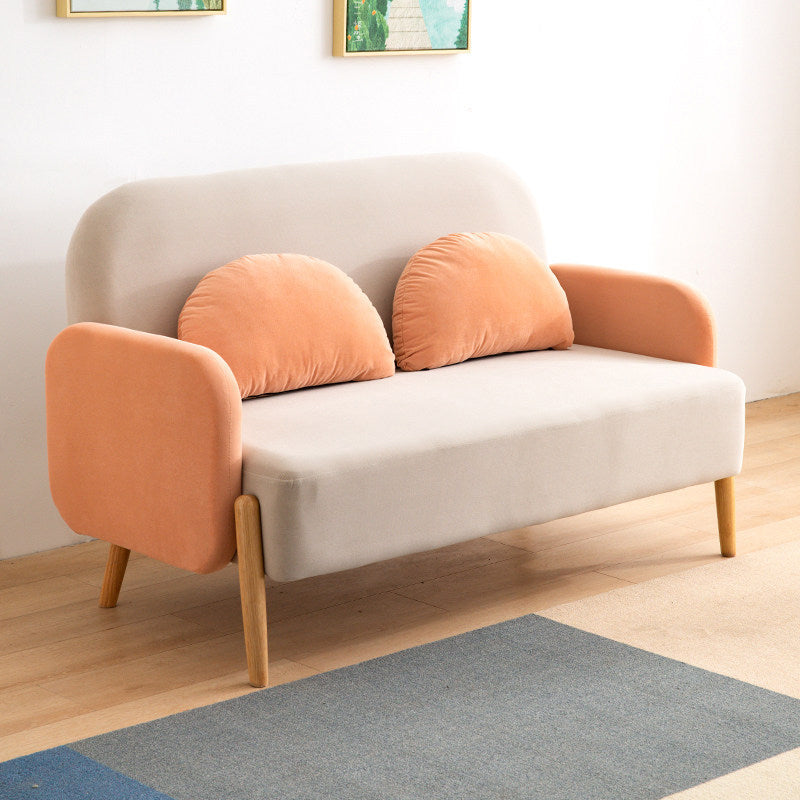 Scandinavian Loveseat with 2 Pillows and Square Arm for Apartment 51"L x 27"W x 31.5"H Nude Pink Clearhalo 'furn' 'furn_sofas' 'Furniture' 'furniture_sofas' 'Living Room Furniture' 'Sofa' 'sofas' 4895838