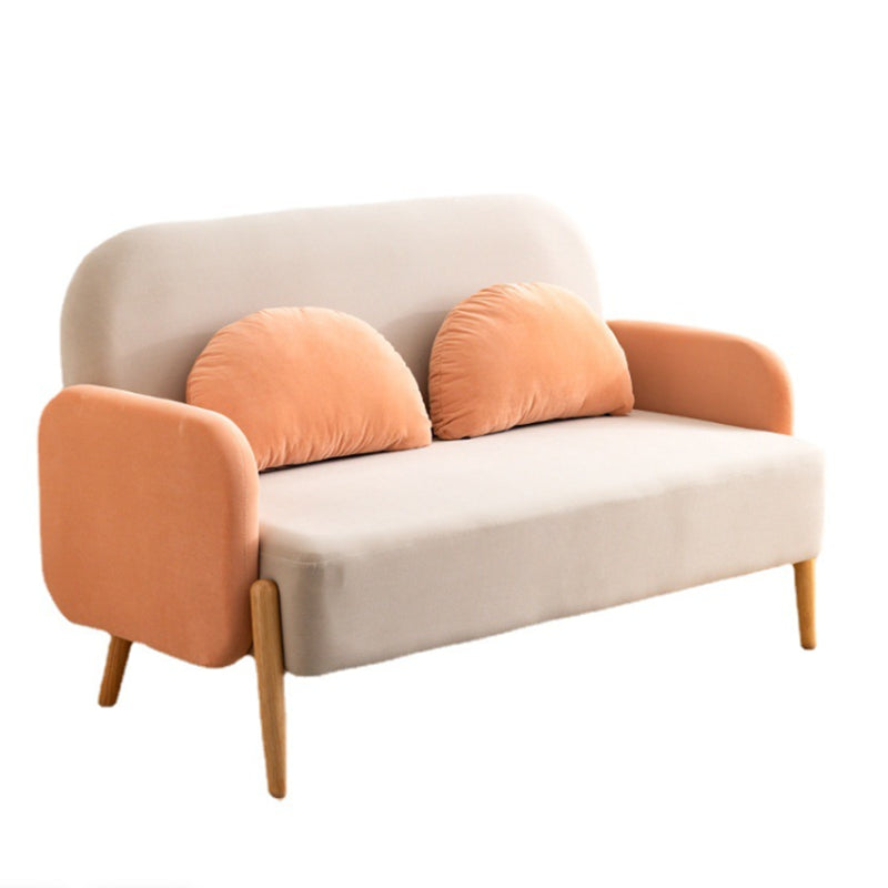 Scandinavian Loveseat with 2 Pillows and Square Arm for Apartment Clearhalo 'furn' 'furn_sofas' 'Furniture' 'furniture_sofas' 'Living Room Furniture' 'Sofa' 'sofas' 4895839