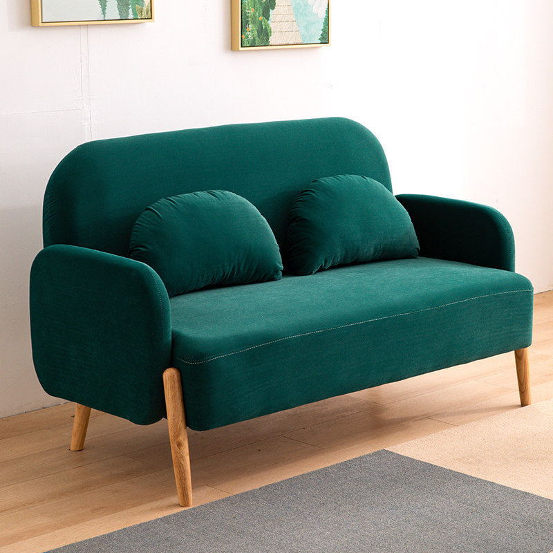 Scandinavian Loveseat with 2 Pillows and Square Arm for Apartment Blackish Green Clearhalo 'furn' 'furn_sofas' 'Furniture' 'furniture_sofas' 'Living Room Furniture' 'Sofa' 'sofas' 4895844