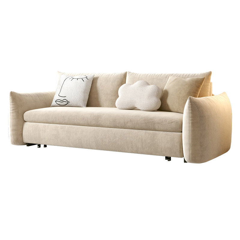 Scandinavian Pillow Back Sofa Bed with Square Arm for Apartment 83"L x 37"W x 31.5"H Off-White Clearhalo 'furn' 'furn_sofas' 'Furniture' 'furniture_sofas' 'Living Room Furniture' 'Sofa' 'sofas' 4895859