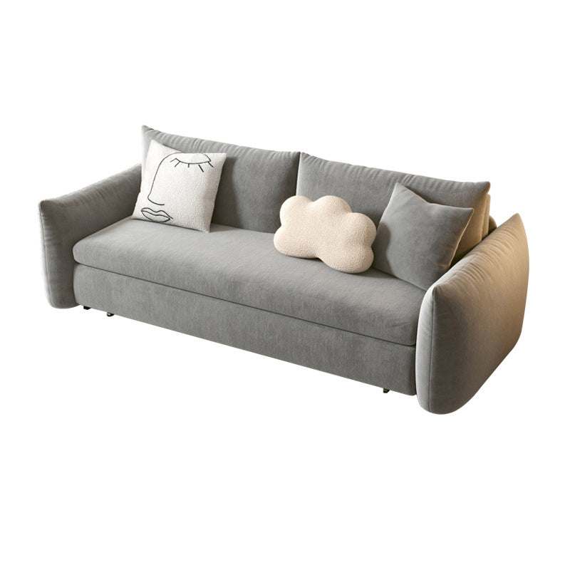 Scandinavian Pillow Back Sofa Bed with Square Arm for Apartment Grey Faux Leather Clearhalo 'furn' 'furn_sofas' 'Furniture' 'furniture_sofas' 'Living Room Furniture' 'Sofa' 'sofas' 4895860