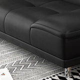 Linen and Faux Leather Sofa Couch Armless Biscuit Back Settee Couch Clearhalo 'furn' 'furn_sofas' 'Furniture' 'furniture_sofas' 'Living Room Furniture' 'Sofa' 'sofas' 4895875